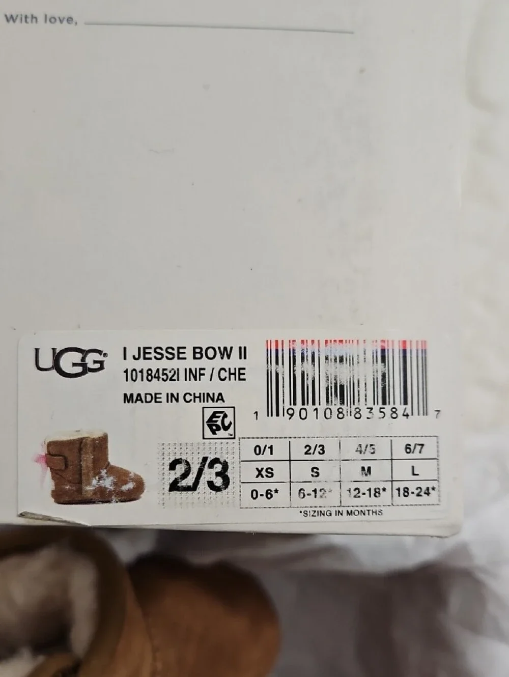 UGG Chestnut Suede Baby Booties with Pink Bows